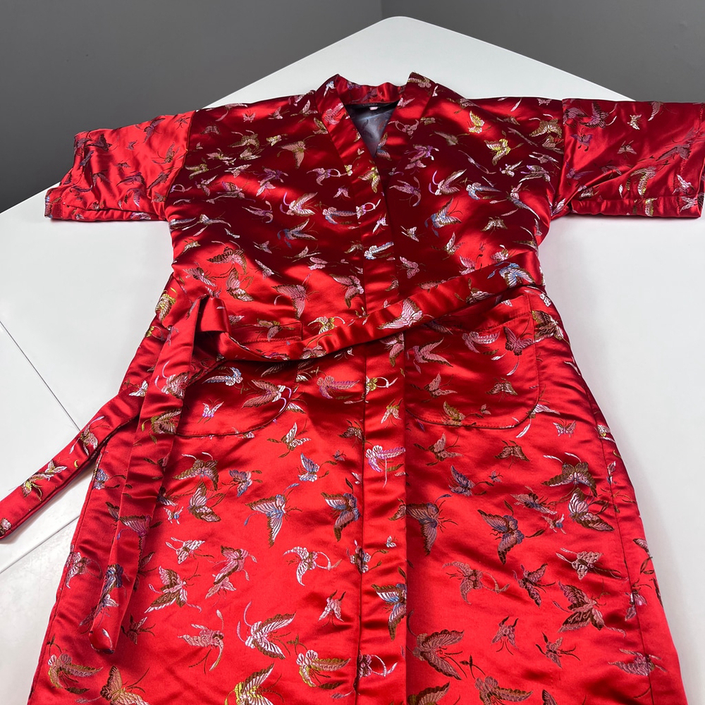 Sheng Tangkuyi women robe kimono butterfly print red size XS - Picture 3 of 9